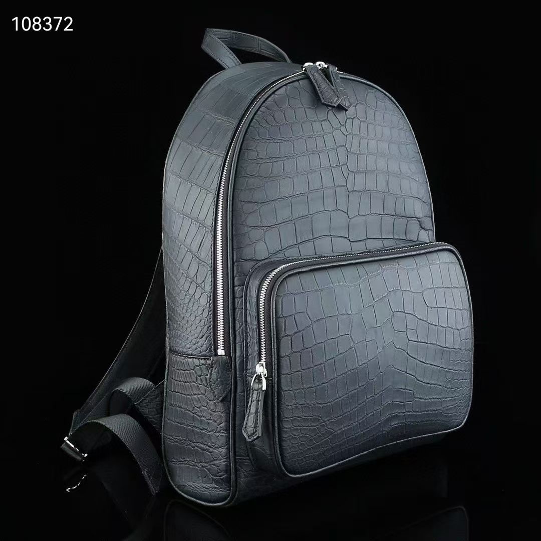 Luxury Bags Level - Mochila de piel de cocodrilo auténtica