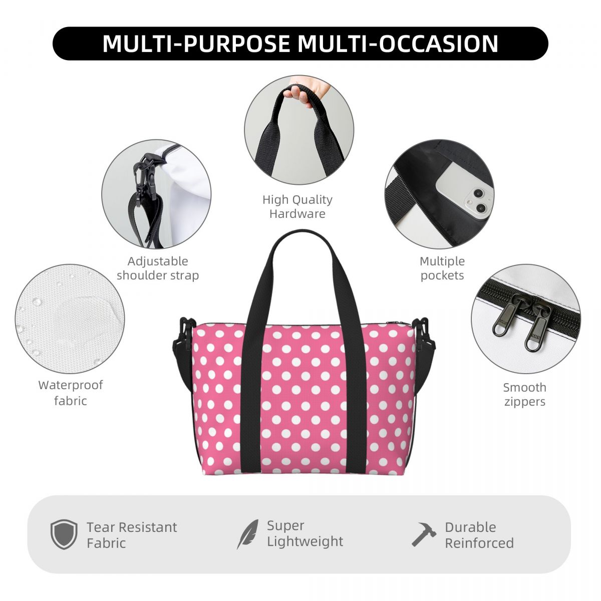 Bolso de mano de lunares rosas - Luxury Bags Luggage reseña y precio
