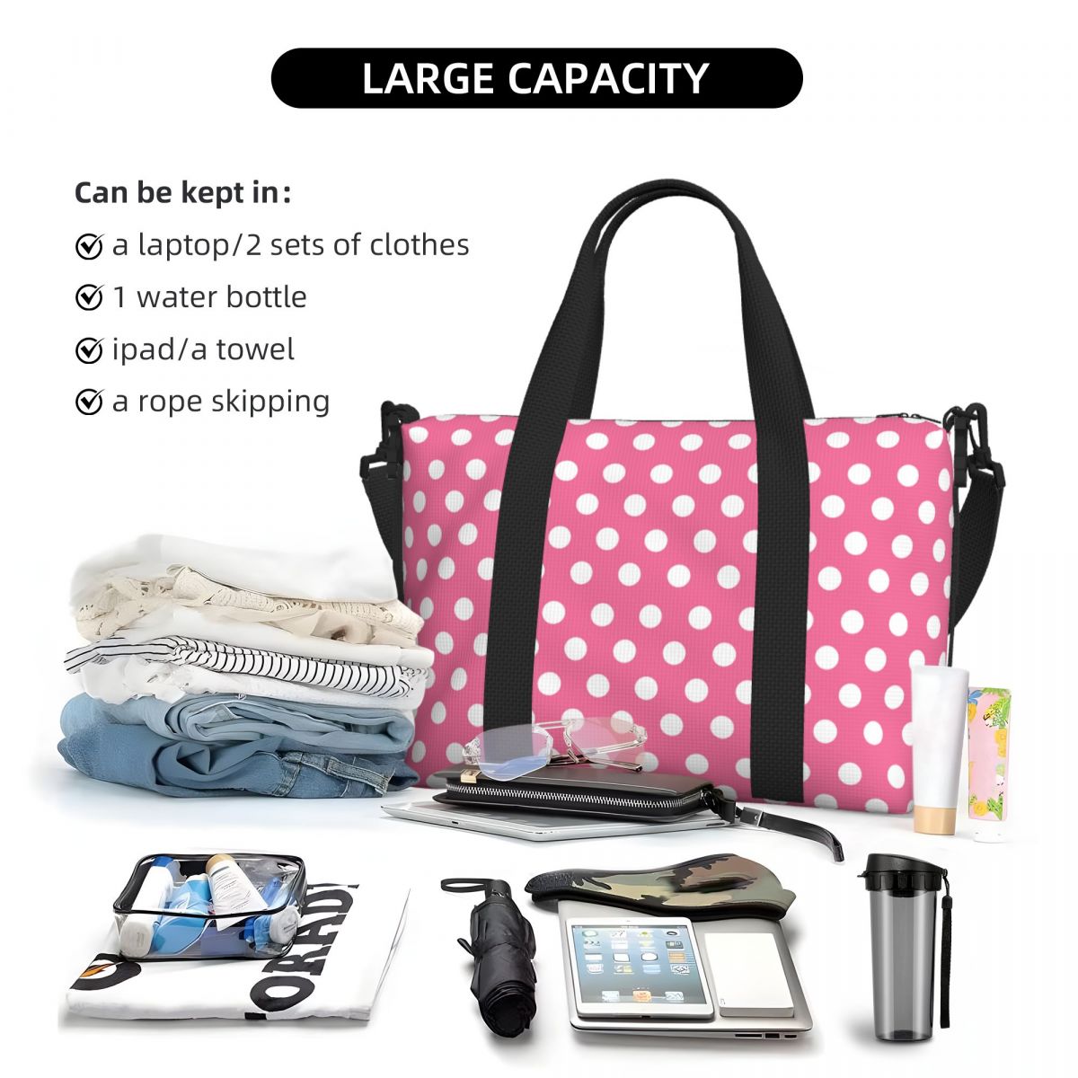 Bolso de mano de lunares rosas - Luxury Bags Luggage reseña y precio